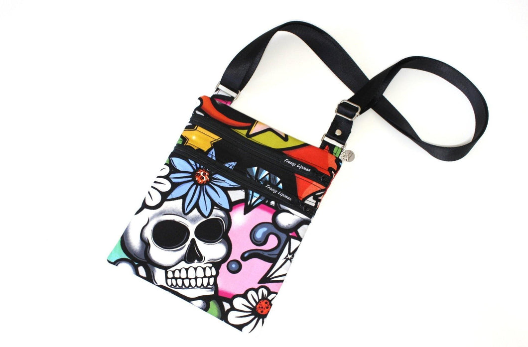 colorful skull purse, small crossbody bag for women, phone bag, sling bag, cross over purse for teen girl gifts, fashion bag, crossover