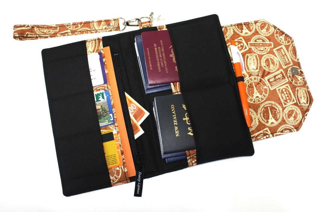 Travel Wallet, Travel Document Holder, Travel Organizer, Boarding Pass Wallet, Family Passport Holder, Fabric Vegan Large Passport Wallet