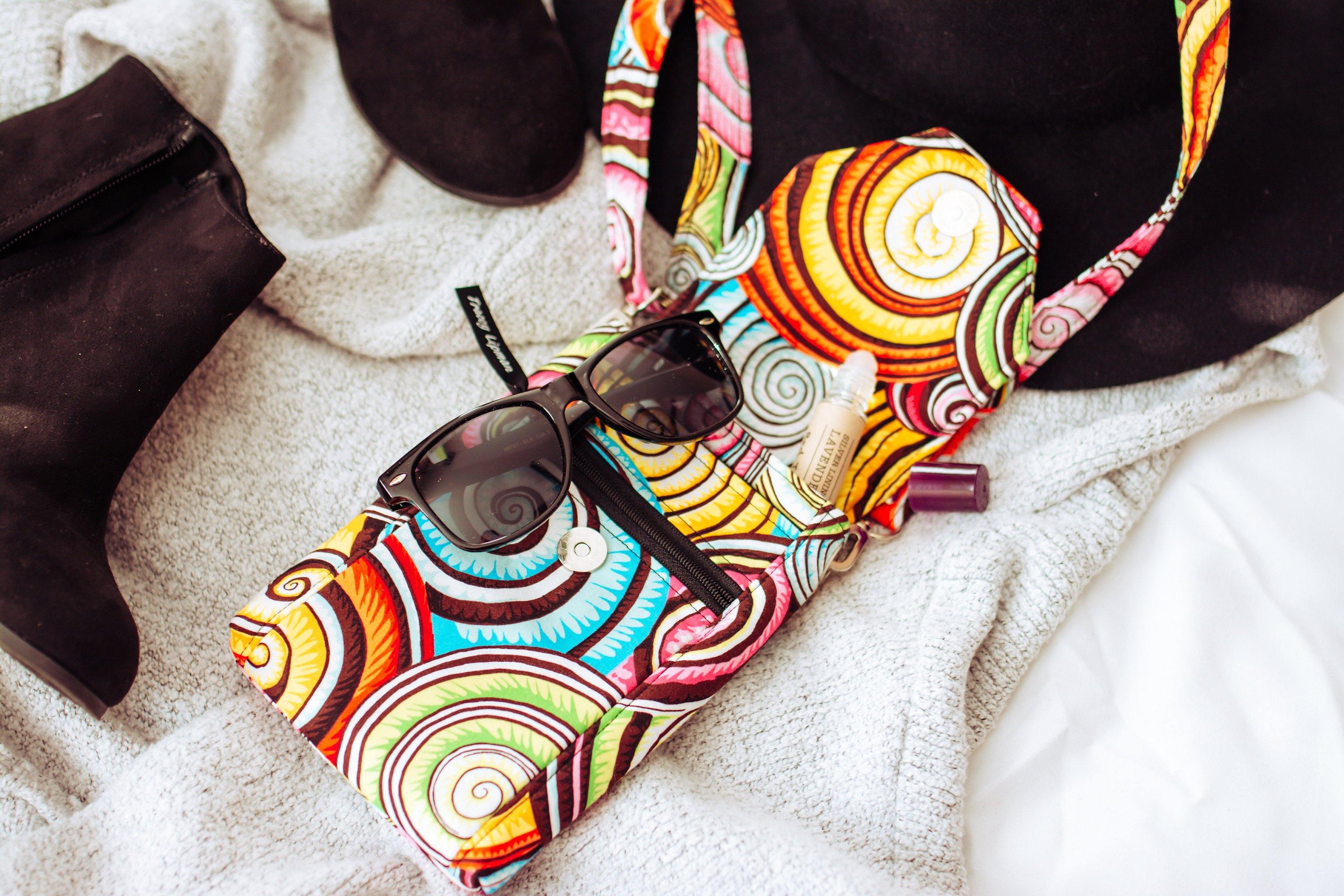 Cross body cell phone purse - colorful spiral shell fabric phone bag –  Tracey Lipman