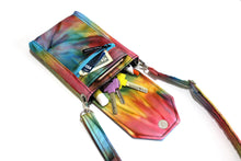 Load image into Gallery viewer, small crossbody bag for women and girls, tie dye cell phone purse, small messenger bag for edc, phone bag, concert bag, fabric vegan
