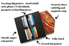 Load image into Gallery viewer, Burnt Orange Long Wallet for Women - Ladies Wallet with Coin Pocket - Fabric Bifold Wallet - vegan clutch wallet - card holder wallet
