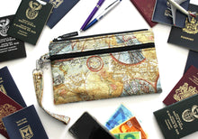 Load image into Gallery viewer, Family Passport Case - Travel Zipper Pouch - Family Passport Holder - World Map Travel Wallet - Travel Organizer - Boarding Pass Wallet
