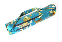 Load image into Gallery viewer, Handmade Yoga mat bag with zipper, teal floral yoga mat carrier, yoga mat holder for women, yoga tote, gift for yoga lover, yogi gift
