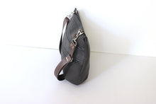 Load image into Gallery viewer, Gray vegan purse crossbody bag / shoulder bag, adjustable strap, lots of pockets, medium mid sized, zipper closure, gray vegan leather
