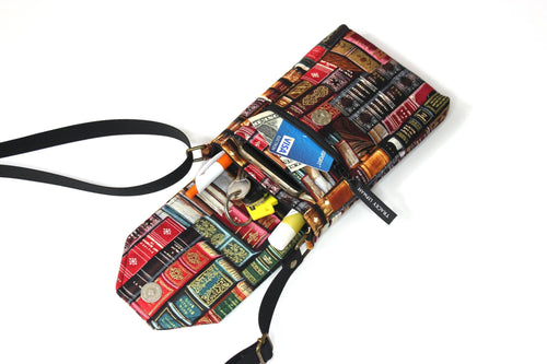 small crossbody bag, book lover gifts for women bibliophile, cell phone purse for librarian gift, phone bag gift for reader, bookish gifts