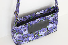 Load image into Gallery viewer, Purple floral fabric crossbody bag for women, womens adjustable cross body purse / crossover / shoulder bag, handbag, birthday gift for mom
