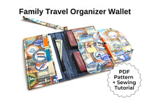 Load image into Gallery viewer, Family travel organizer wallet pattern, family passport holder for 2 4 6 passports pdf sewing tutorial, travel wallet and document holder
