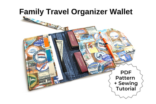 Family travel organizer wallet pattern, family passport holder for 2 4 6 passports pdf sewing tutorial, travel wallet and document holder