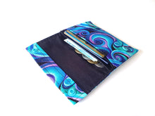 Load image into Gallery viewer, Mini wallet for women and teenage girls, retro swirl fabric small minimalist wallet, teen wallet, pocket wallet, credit card holder pouch
