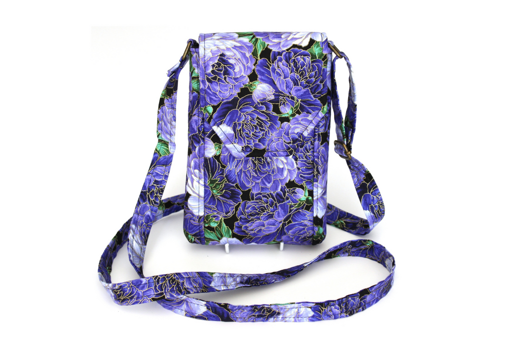 Purple floral crossbody phone bag - grab and go bag for everyday carry