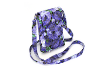 Load image into Gallery viewer, Purple floral crossbody phone bag - grab and go bag for everyday carry
