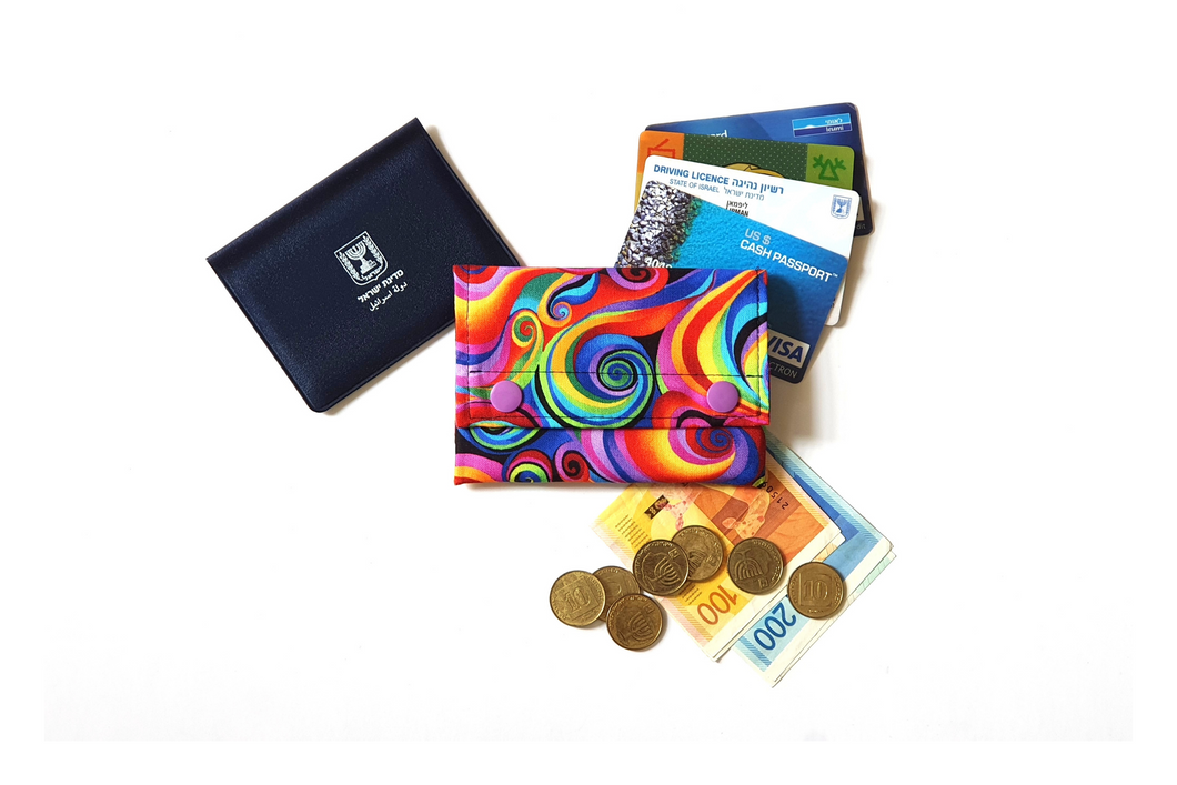 Colorful retro spiral fabric small minimalist wallet - mini wallet