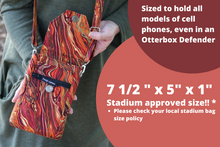 Load image into Gallery viewer, Cell phone purse - burnt orange marble design
