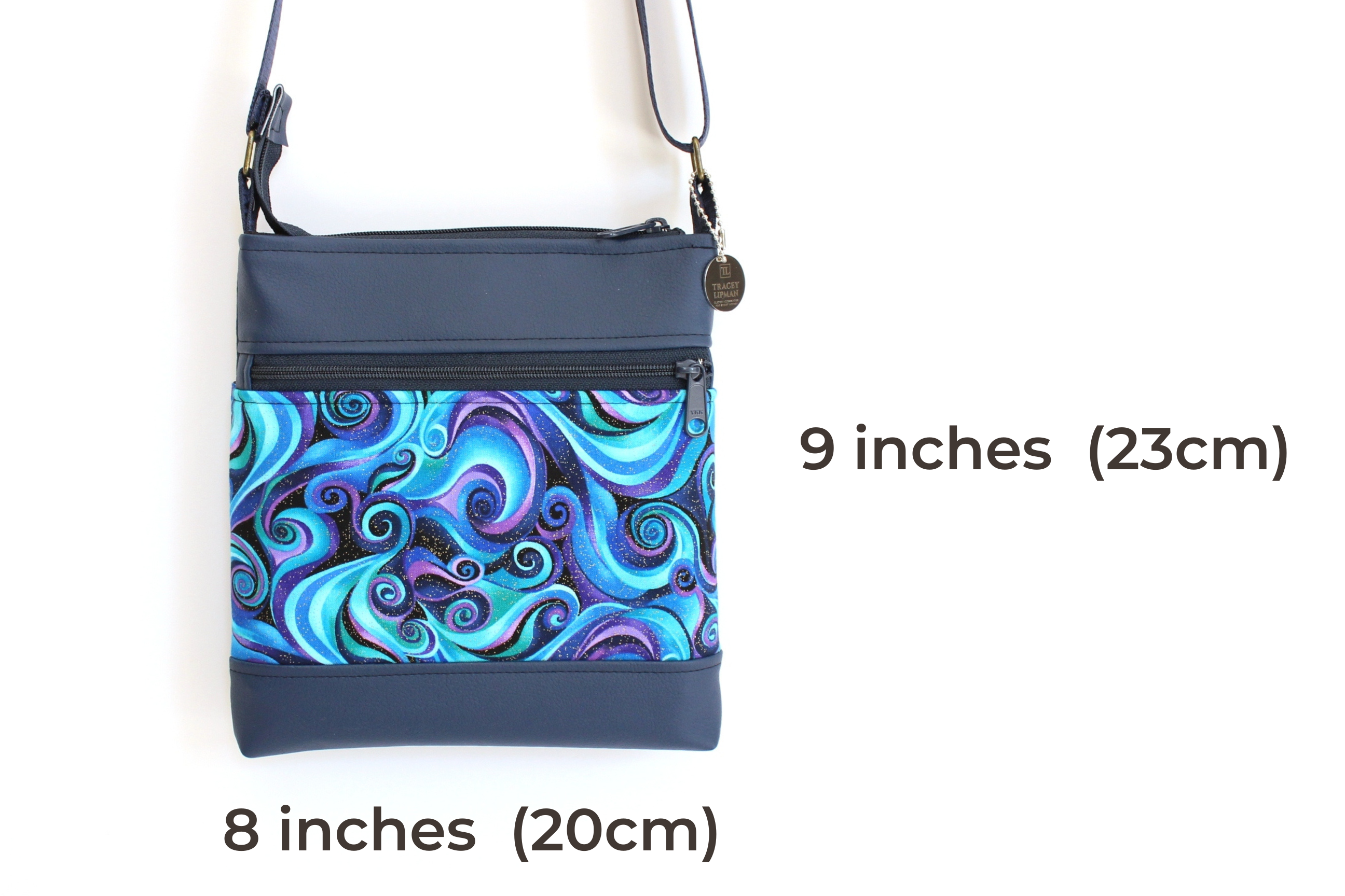 Blue vegan leather small crossbody bag - minimalist zip top Blue vegan leather small crossbody bag - minimalist zip top